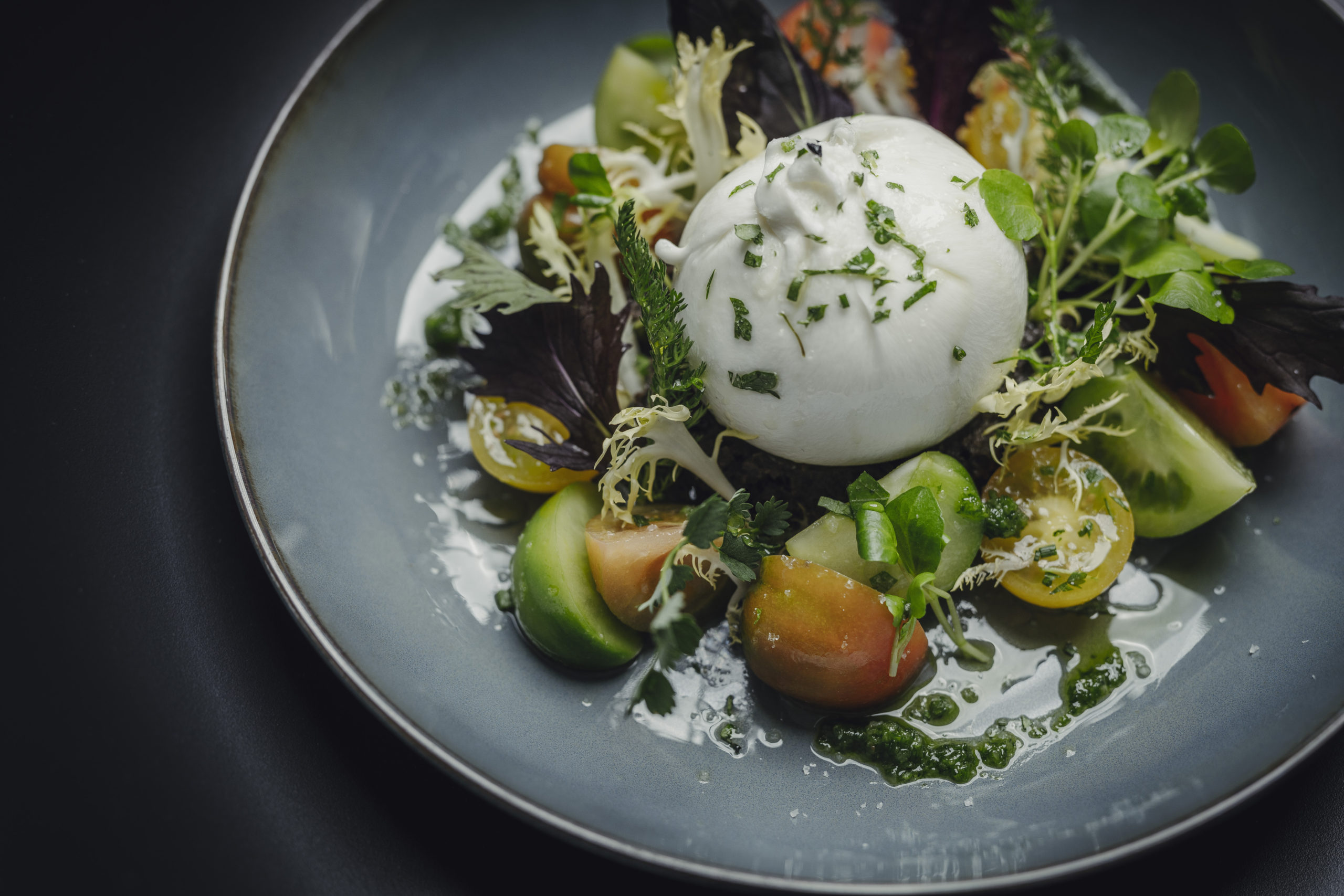 Bunter Tomaten Salat mit Burrata,Kräutersalz und Basilikumpesto (3)